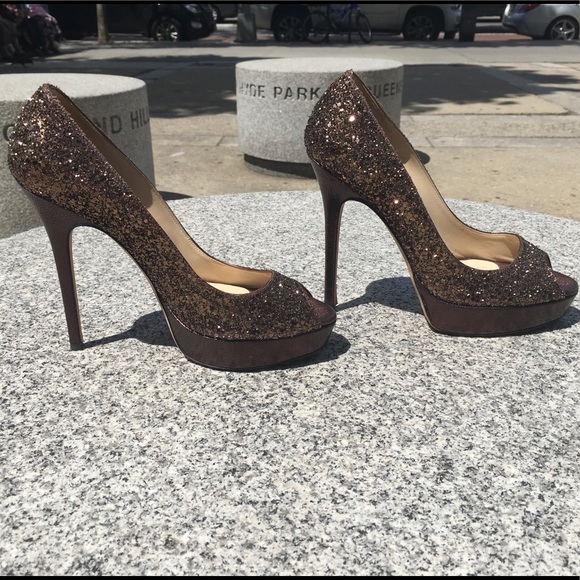 Jimmy Choo Shoes - Jimmy Choo Sparkly Peep Toe Pumps
